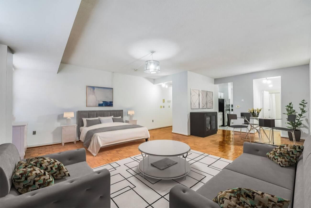 A room staged using PhotoUp's virtual staging service