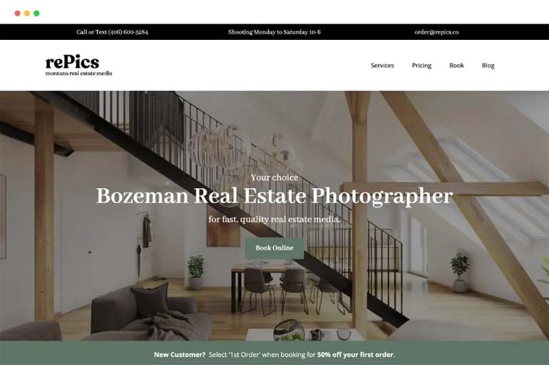 PhotoUp real estate photographer websites