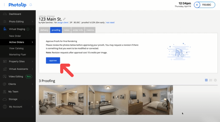 Approving your virtually staged photos in PhotoUp