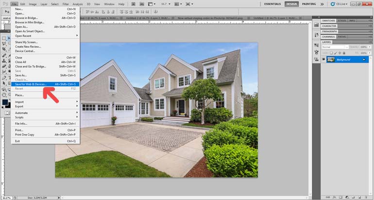 Save image for web and other devices in Photoshop