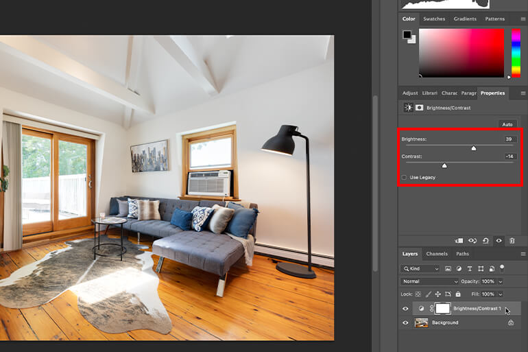 Adjust Brightness and Contrast Slider