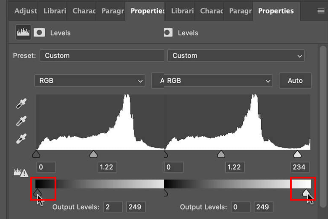 Adjust Dark Pixels - Adjust Bright Pixels