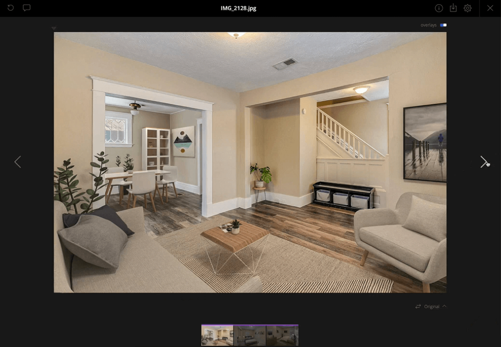 Virtual staging before and after slider