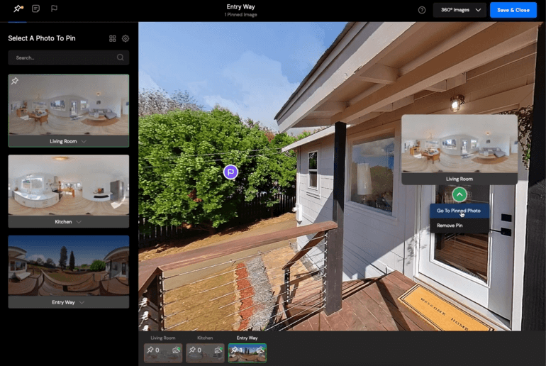 Select your next image in PhotoUp virtual house tours