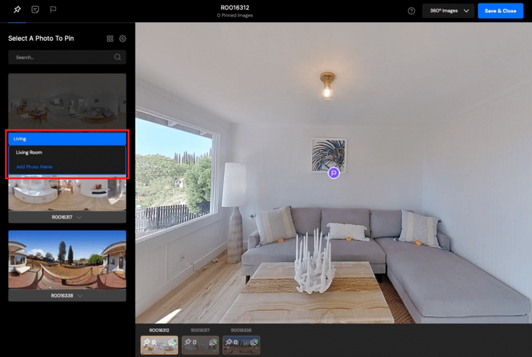 Rename the title in PhotoUp virtual house tours