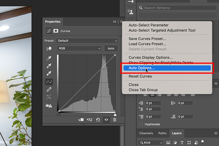 Curves Adjustment Layer - Auto Options