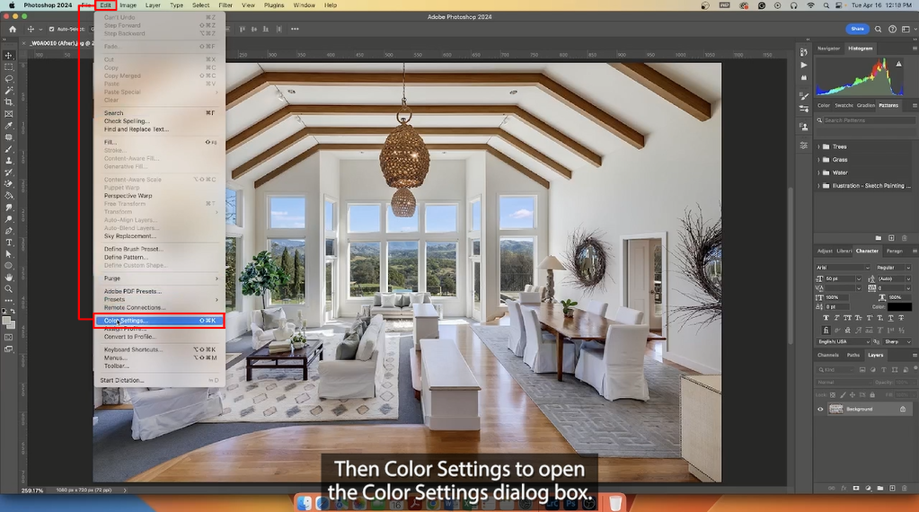 how to change the color space in photoshop