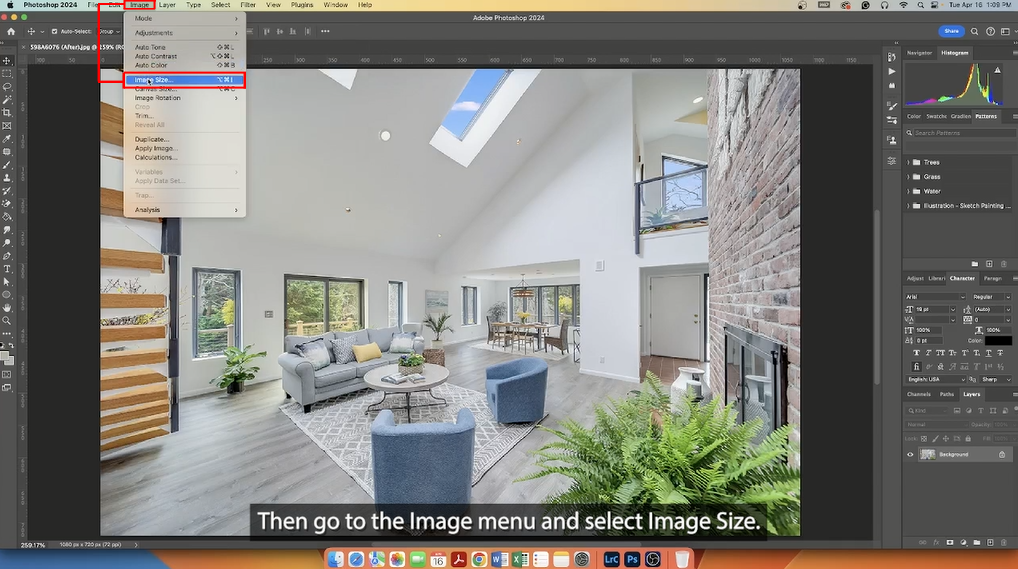 Selecting image size in Photoshop