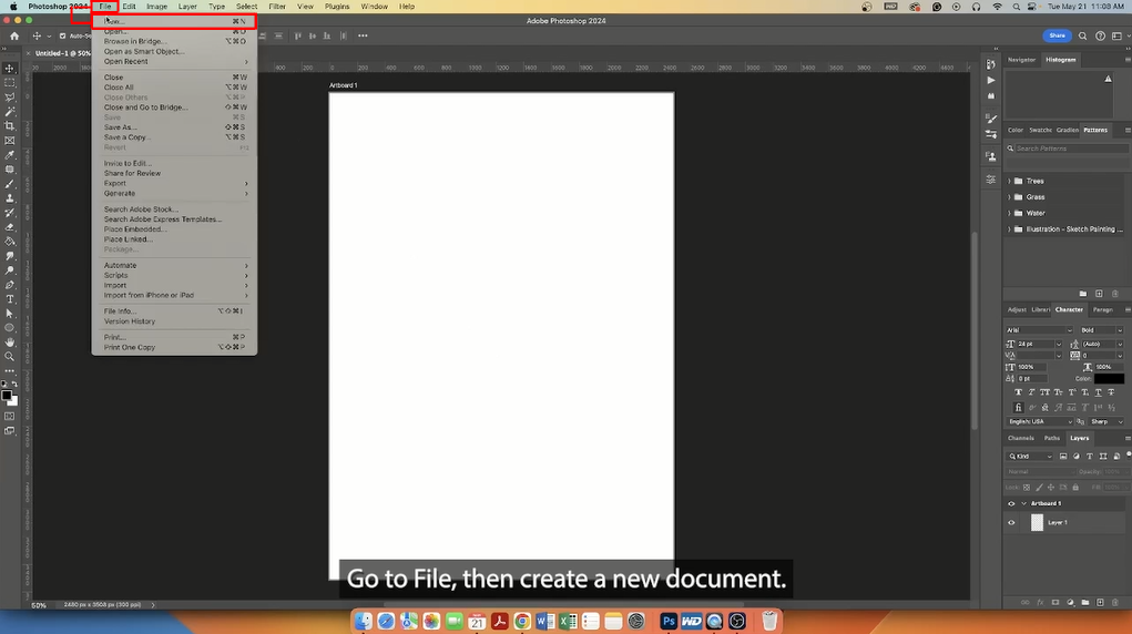 how to make a signature in photoshop - create a new document 