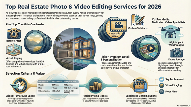 Top Real Estate Photo and Video Editing Services Infographic