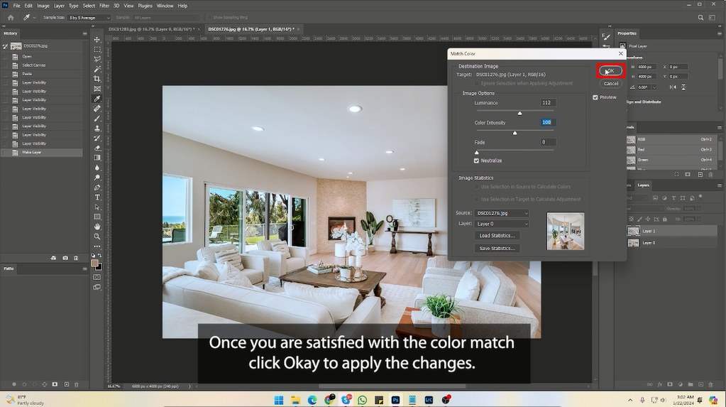 how to color match in Photoshop