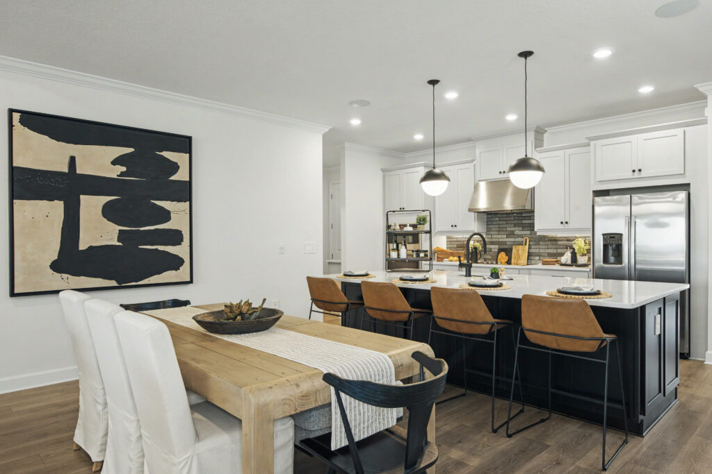 Kitchen and dining area after professional photo editing