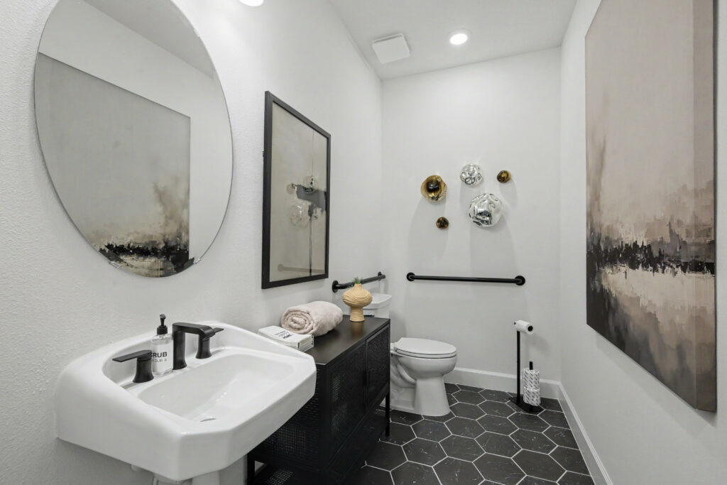 Brightened bathroom interior after photo editing