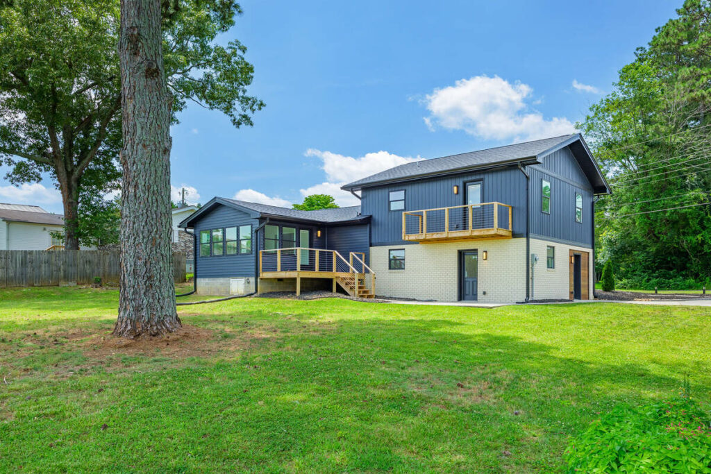 Backyard exterior after AI photo editing for real estate.