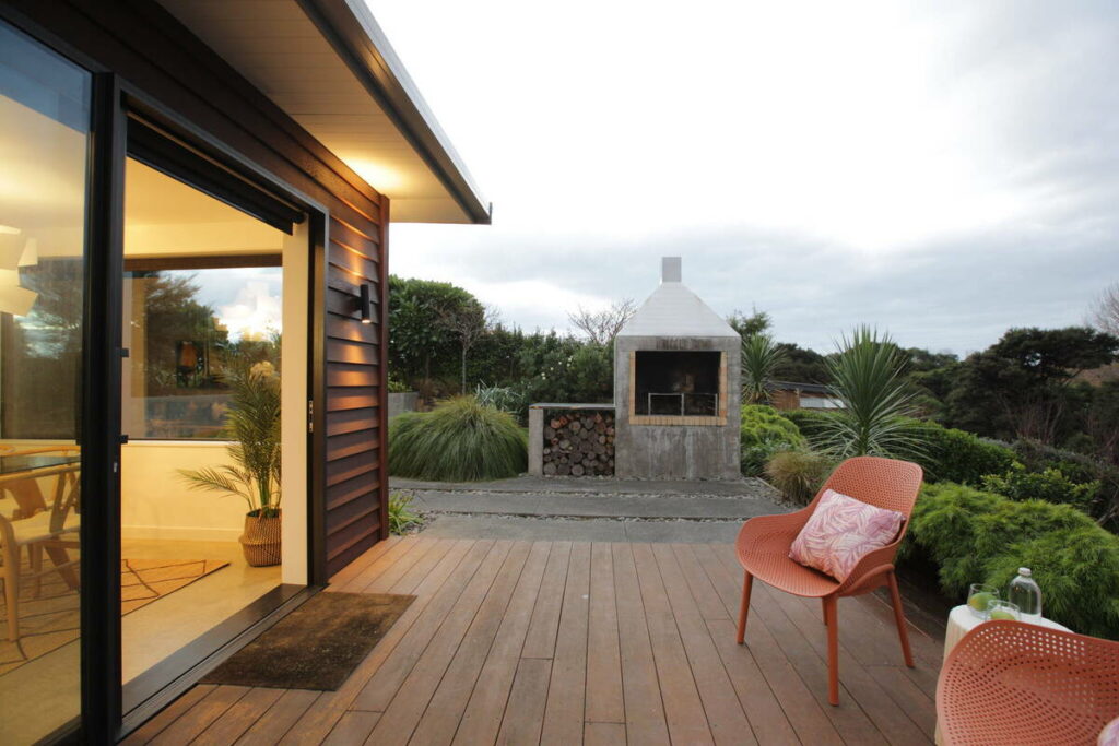 Outdoor patio before real estate photo editing.