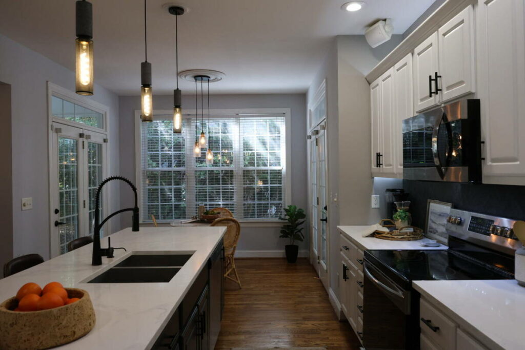 Dark kitchen before HDR photo enhancement.