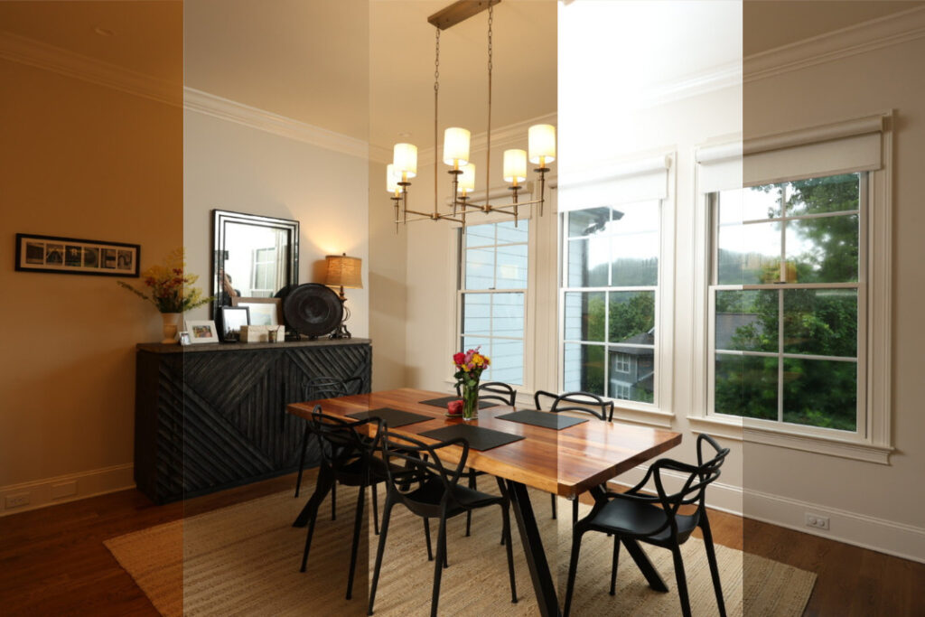 Dining room before editing with the best AI for batch photo editing