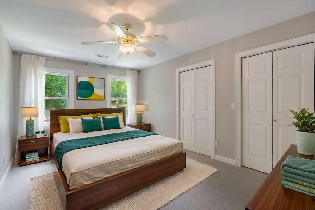 Contemporary AI virtual staged bedroom