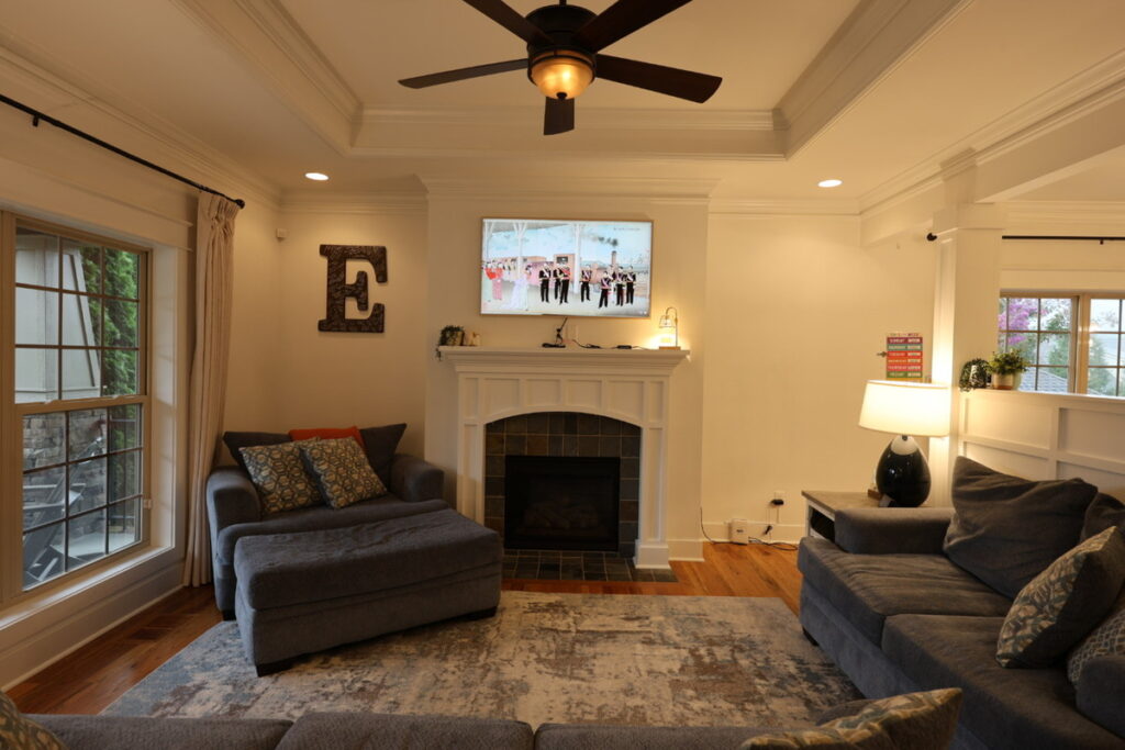Dark living room before AI photo editing
