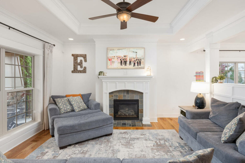 Bright living room after AI photo editing