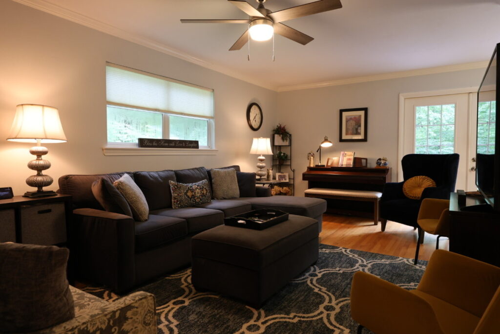 Living room lighting before AI photo editing