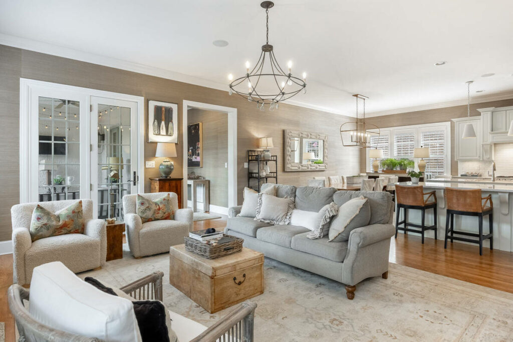 Open-plan living room after AI photo editing