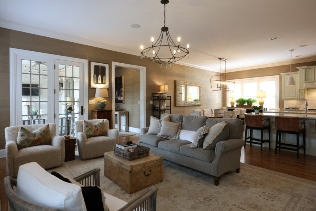Open-plan living room before AI photo editing