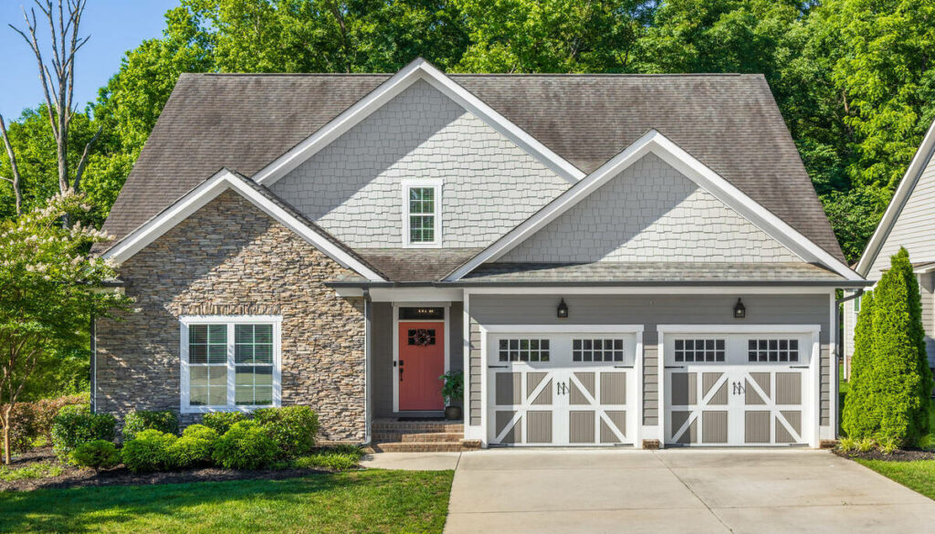 AI image enhancement of a bright residential home exterior