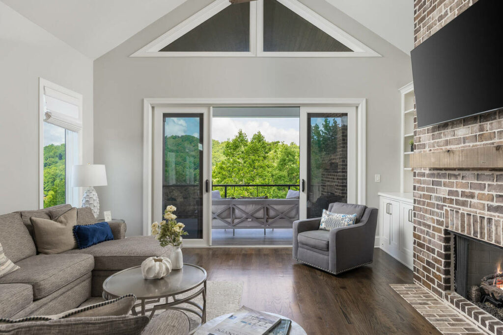 HDR real estate photo editing services for a bright living room interior
