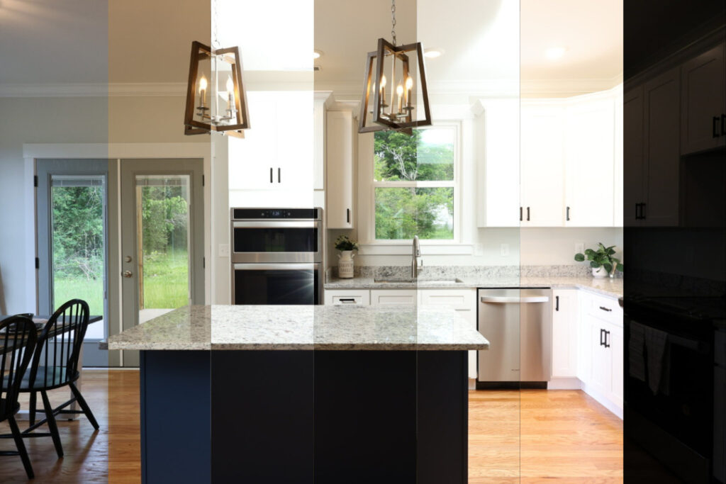 HDR real estate photo editing services blending multiple kitchen exposures
