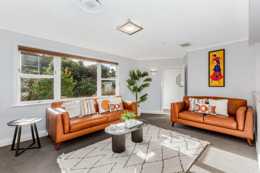 Living room after AI real estate photo editing and exposure balancing