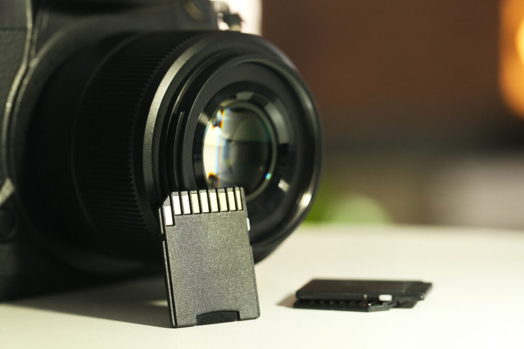 Camera and memory card used to store files before wedding photo editing