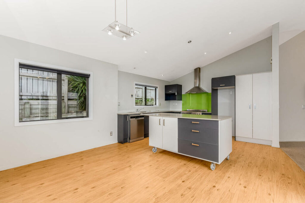 Empty dining area before AI virtual staging