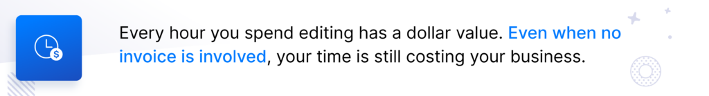 Graphic showing the business cost of time spent editing photos