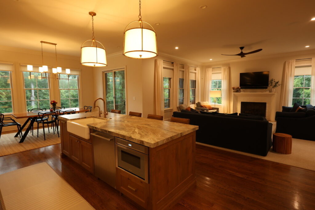 Kitchen and living room before professional photo editing and vertical correction