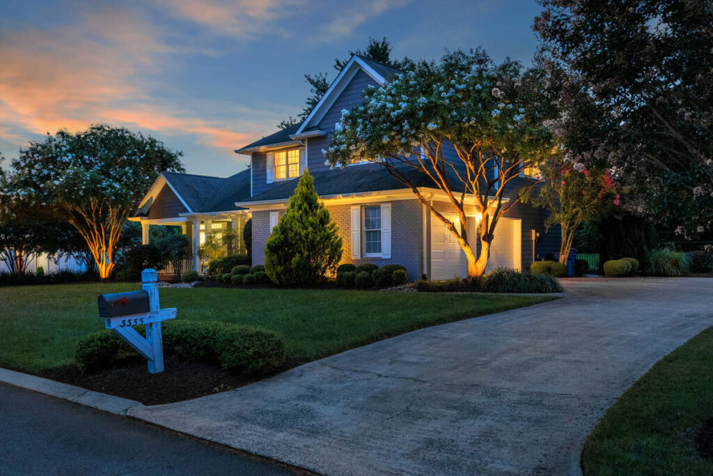 Professional photo editing after image with enhanced twilight sky and lighting