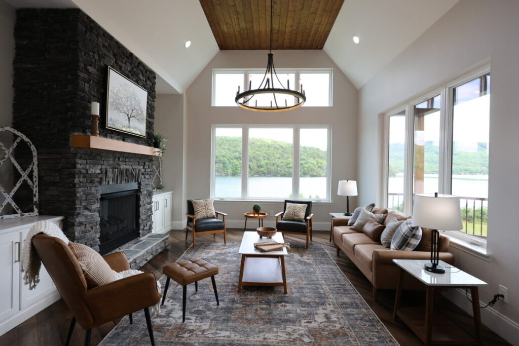 Lakeview living room before real estate photo editing services.