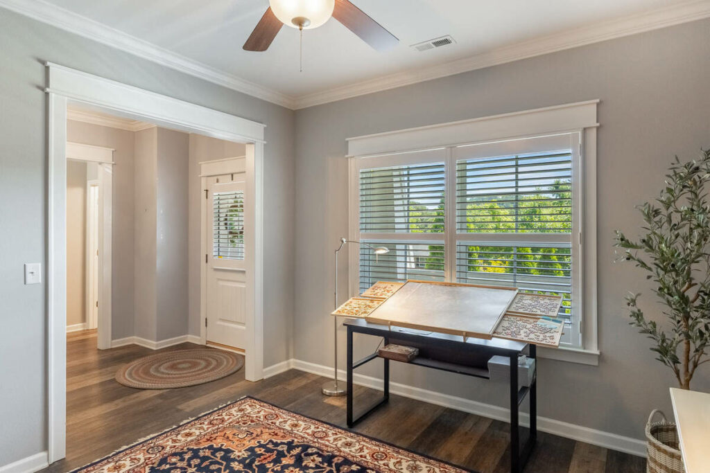 Home office enhanced with real estate photo editing services.