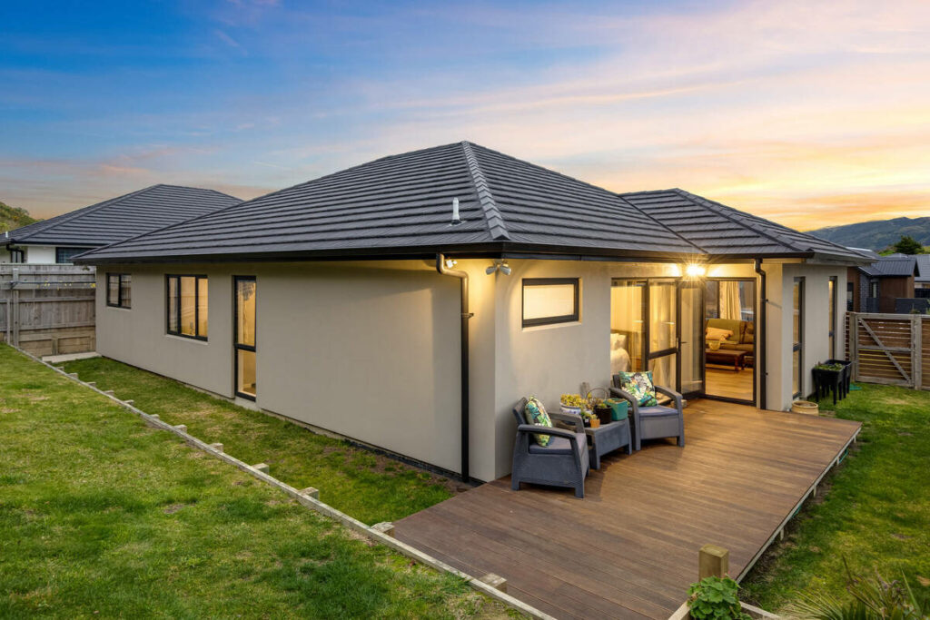 AI photo editing result for a twilight real estate exterior