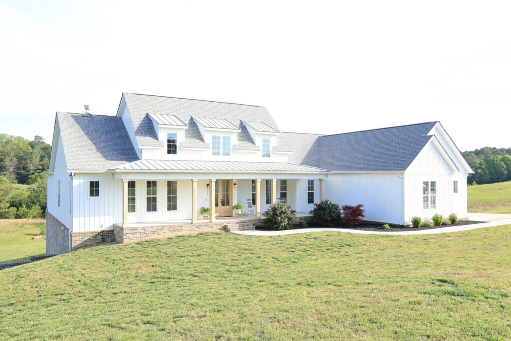 Overexposed real estate exterior before AI photo editing
