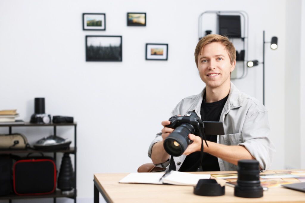 Real estate photographer using AI photo editing tools in his workflow