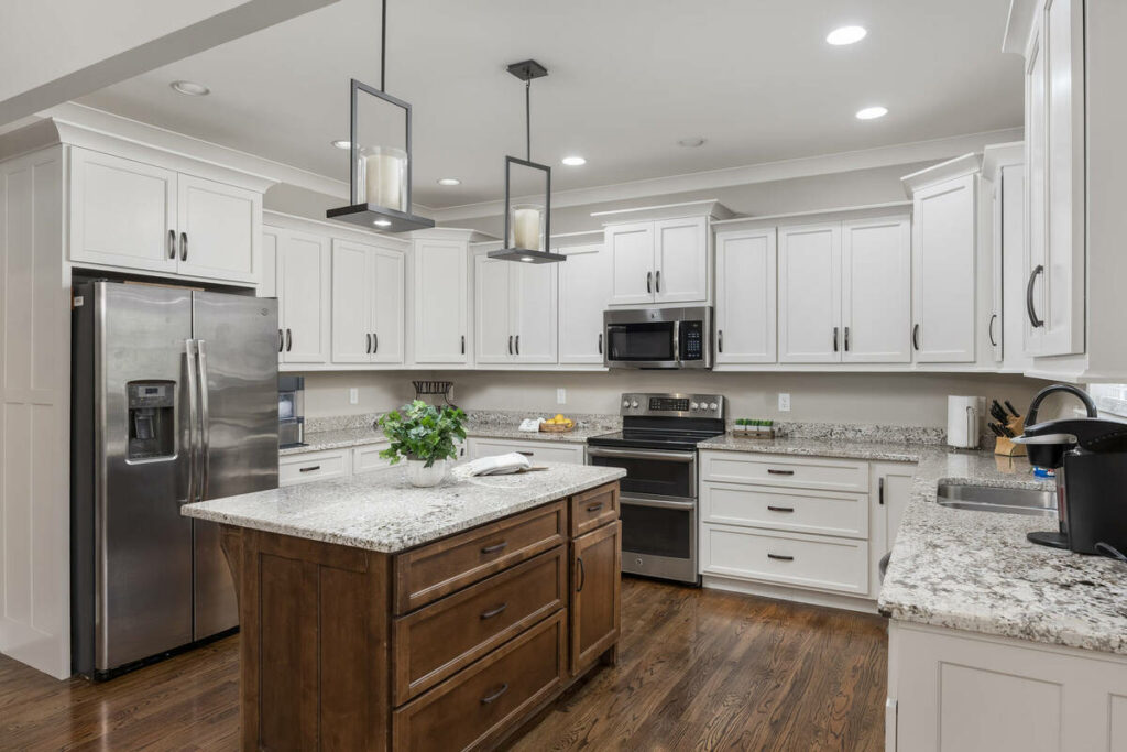 AI photo editing tools used to create a bright, balanced kitchen photo