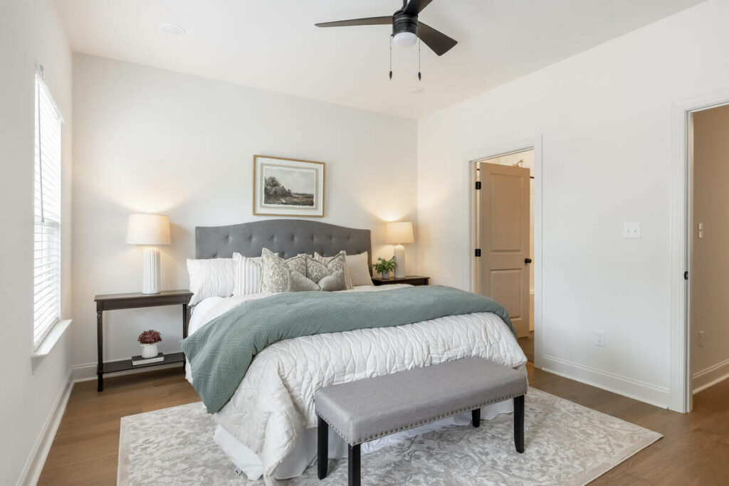 AI photo editing tools for a bright real estate bedroom photo