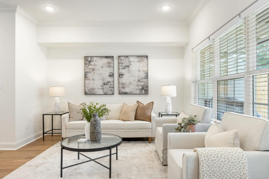 AI photo editing tools for a bright, professionally presented living room