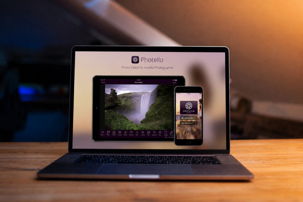 AI real estate photo editing tool Photello displayed on a laptop