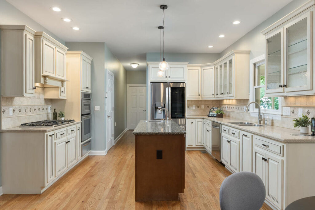 AI photo editing after image of a bright kitchen with corrected exposure and color