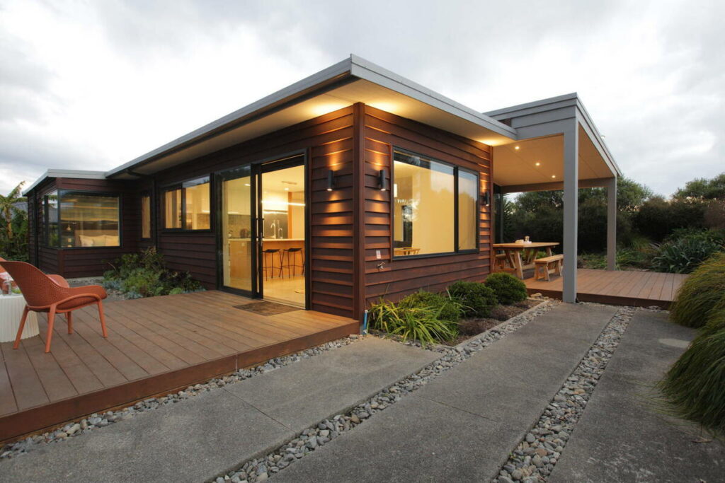 AI photo editing before twilight conversion of a modern home exterior