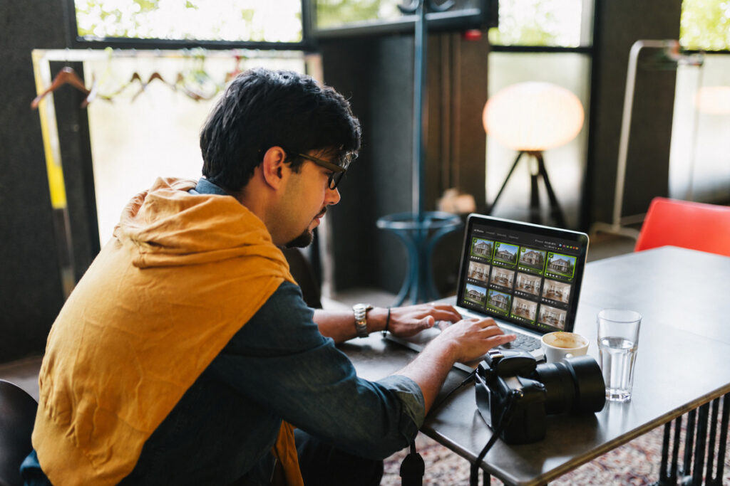 Photographer culling and selecting real estate images in a photo editing workflow