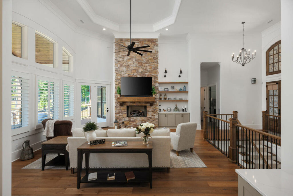 Finished living room image after the real estate photo editing workflow