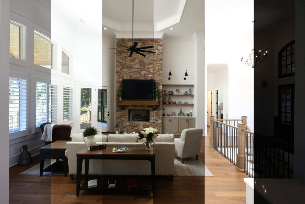 Multiple real estate photo exposures used in a photo editing workflow